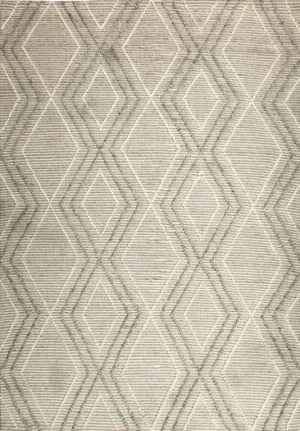 Amelia 300cm x400cm Boho Textured Hypo-Allergenic Wool Rug - Silver Grey