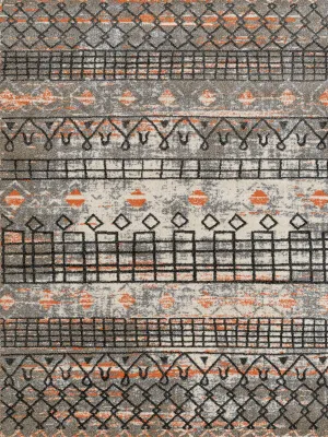 Caribe Modern Gray Power-Loomed Rug 2'6"x9'1"