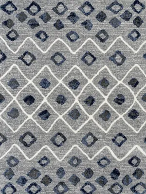 Caribe Modern Steel Blue Power-Loomed Rug 2'1"x6'4"