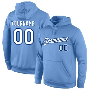 Custom Stitched Light Blue White-Royal Sports Pullover Sweatshirt Hoodie