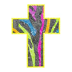 Hot Fix Iron On - Neon Rhinestud Zebra Cross