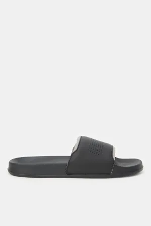 Men Black Slide With Padded Upper