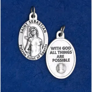 Saint Sebastian Oval Sports Medal - Baseball