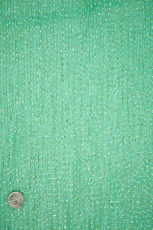 Sea Green Sequins & Beads on Silk Chiffon Fabric