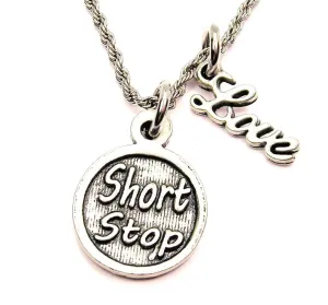 Short Stop 20" Chain Necklace With Cursive Love Accent