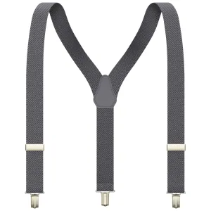 Slate Grey Slim Suspenders for Men & Women Boys & Girls Y-back Shape 1 inch wide