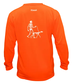 Unisex Reflective Long Sleeve - Male Skeleton Walking Skeleton Dog