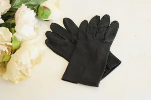 Vintage Size 8 Black Leather Wrist Length Gloves